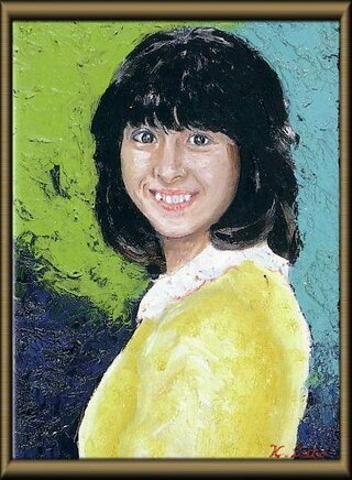 中学２年生の当時に描いたとされる河合さんの肖像。佐藤佳代作