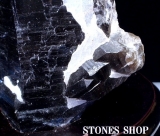 天然黒水晶（チベットモリオン 原石(台付）No3