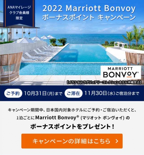 ANAマイレージクラブ会員限定　Marriott Bonvoy ボーナスポイントプレゼントキャンペーン