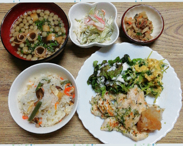 3-18山菜炊き込みご飯定食