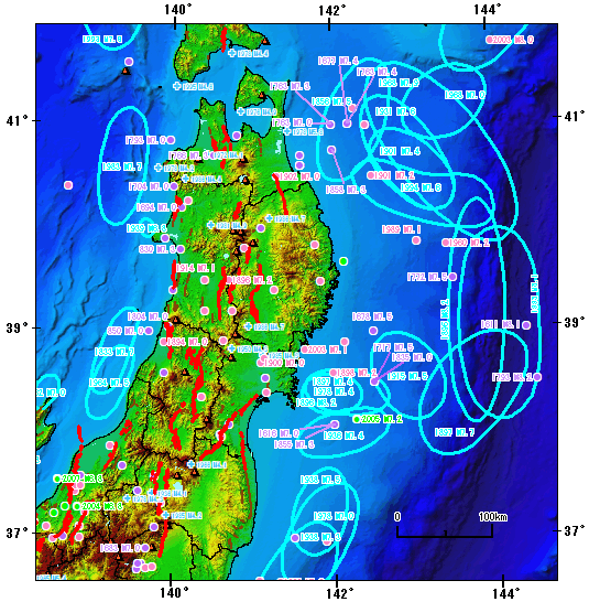 東北過去地震マップ