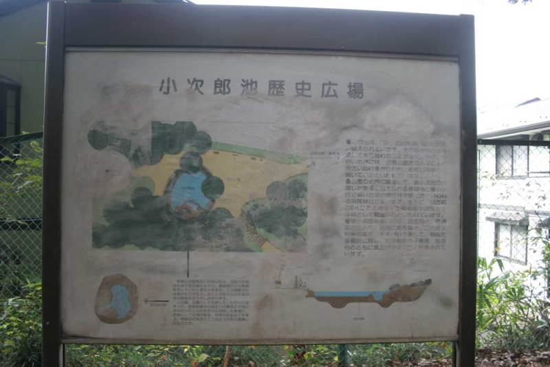 中和田城／小次郎池の説明板