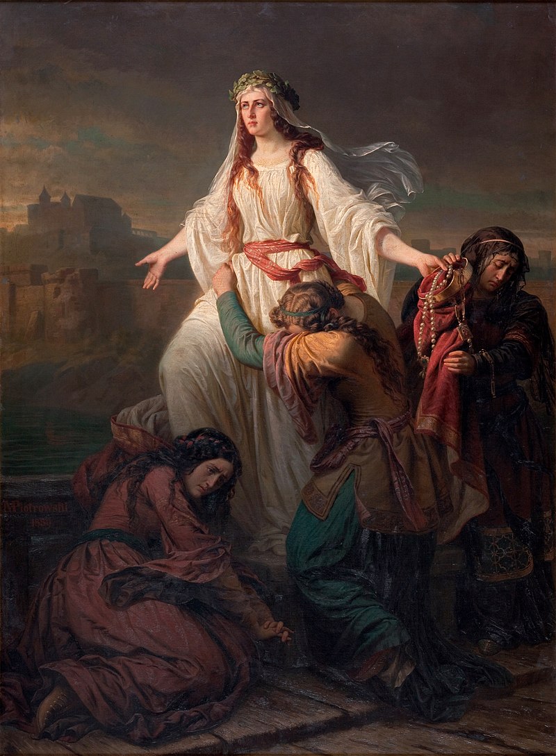『ヴァンダ王女の死』（1859年）マクシミリアン・ピョトロフスキ