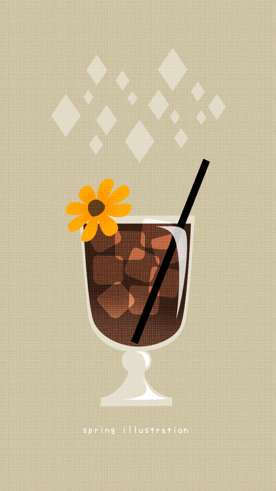 【アイスコーヒー】飲みもののイラストスマホ壁紙・背景