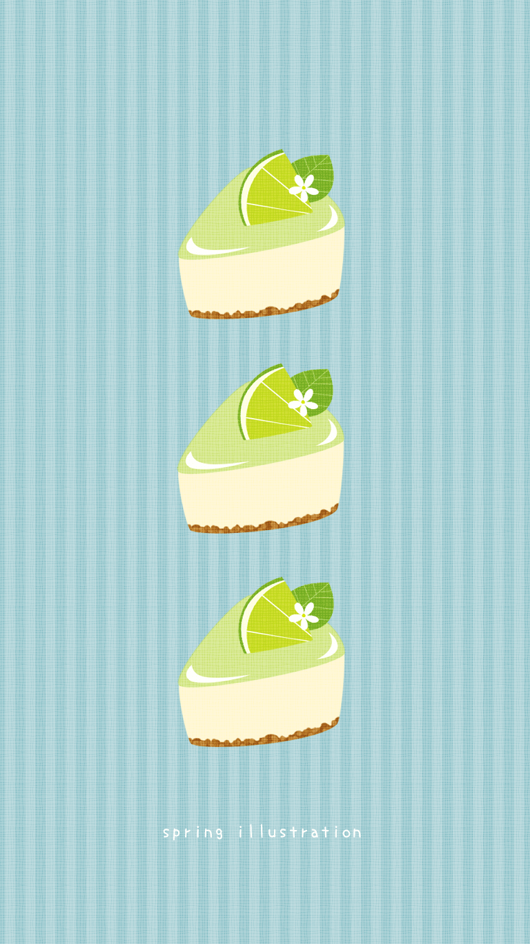 【キーライムレアチーズケーキ】スイーツのイラストスマホ壁紙