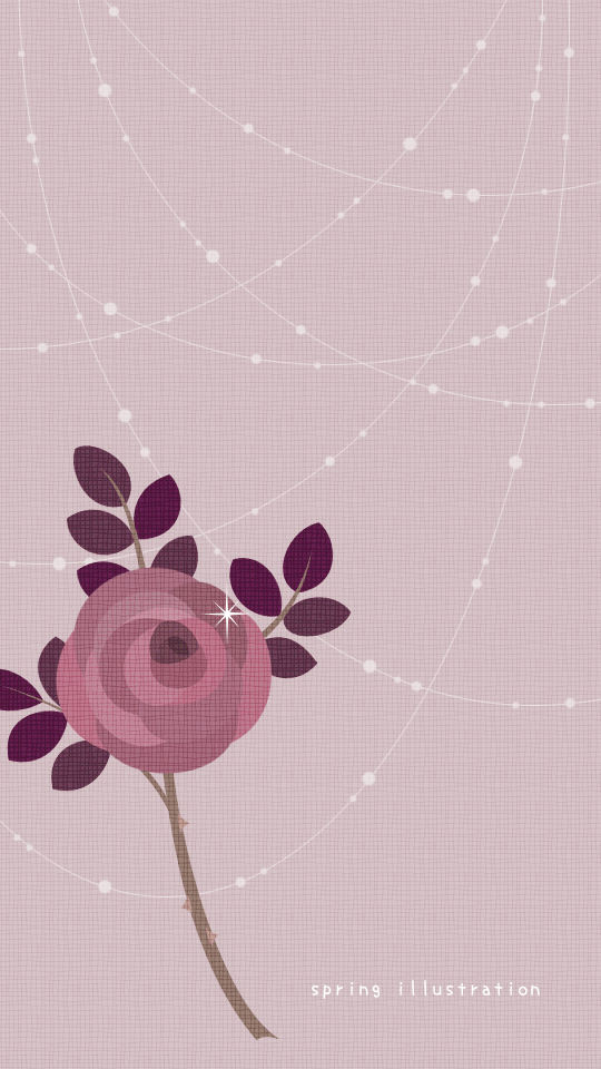 【antique rose】秋の花のイラストスマホ壁紙・背景