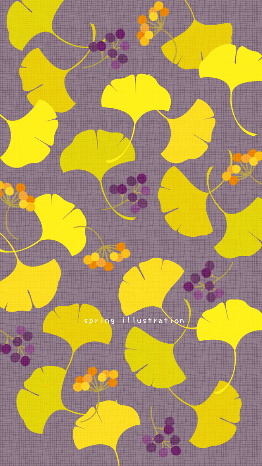 【銀杏】秋の植物のイラストスマホ壁紙・背景