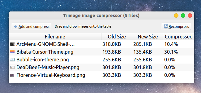 Trimage image compressor PNG画像の圧縮